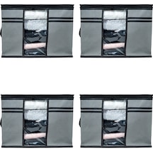 4 Adet - Pencereli Kazak Havlu Hurcu 45 X 40 X 30 Cm Ekicihome0002 Polipropilen 45 X 40 Gri Diğer