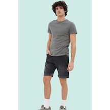 Ersefa Erkek Günlük Kombinlere Uygun Denim Şort Slim Fit Dar Paça Pamuk Antrasit