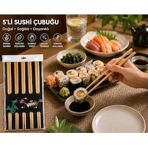 Bambu Yemek Çubuğu Seti, Sushi Ve Asya Mutfağı İçin, 5 Li Set10 Adet Diğer