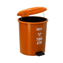 Safell Pedallı Tıbbi Atık Çöp Kovası 40 Lt Turuncu İç Kovalı
