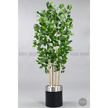 Yapay Benjamin Ağacı 140cm Siyah Gümüş Metal Saksıda Siyah-silver