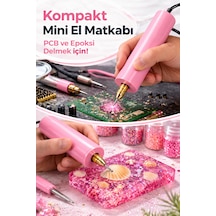 Usb Mini Drill Matkap Seti 7 Parça Mandren Seti+ 3 Adet Mikro Matkap Ucu Hassas Delme & Dıy-mını-usb-08-pembe