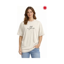 Unisex Oversize Tişört %100 Pamuk Bej Be You Tiful Baskılı Salaş Rahat Yazlık Erkek Kadın T-shirt Bej