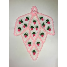El Örgüsü Çiçekli Banyo Lifi 28 x 32 CM Beyaz - Pembe