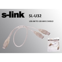 S-Link Sl-U32 Usb 2.0 Usb Erkek To 2X Usb Erkek 0.60Cm  Kablo