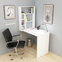 Arnetti Sedir Açılır Kapanır Raflı Çalışma Masası Beyaz