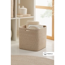 Ocean Home Textile Bej Kırçıllı Pamuklu Sepet 30 x 30 x 30 cm