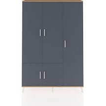 Arges Dolap 7 Raflı 5 Kapaklı Tek Askılı 132x30x195 Çam-antrasit/antrasit Antrasıt/antrasıt