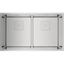 Teka Fle x linea Rs15 2B 740 Çift Hazneli Tezgahüstü/Tezgahasıfır (Flush) Tezgahaltı Paslanmaz Çelik Eviye - 115030009