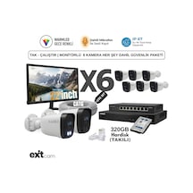 Monitör Dahil 6 Kameralı Ultra Hd Ip Güvenlik Seti Sesli Kayıt - Renkli Gece Görüş - Tak Çalıştır Tam Paket