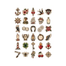 30 Adet Vintage Klasik Dövme Sticker Seti - Laptop Defter Telefon Valiz İçin Çok Renkli