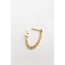 Tekli Ithal Zincir Sade Toplu Gümüş Küpe