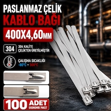 400x4.60mm Paslanmaz Çelik Kablo Bağı 100adet