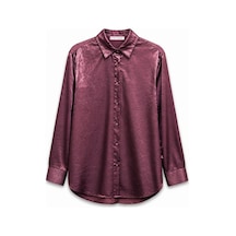 Mixray 4815 Kadın Saten Kraş Gömlek Bordo