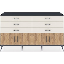Arges Konsol 2 Raflı 6 Çekmeceli 4 Kapaklı 176x30x99 Antrasit-çam Antrasit-çam/aytaşı