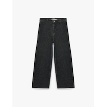 Koton Yüksek Bel Rahat Kalıp Pamuklu Denim Pantolon - Culotte Jeans Siyah 7wal40056md