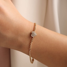 Sembol Gold 14 Ayar Altın Kalp Bileklik Gurmet Zincir 1.0 CM Sarı Altın