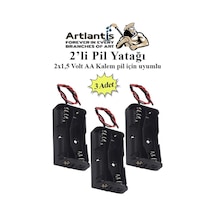 2 Li Pil Yatağı Deney 3 Adet Pil Yuvası Pil Kutusu Aa Kalem Kalın Pil 2x1,5 Volt Yaylı Pil Yuvası