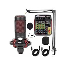 Midex CXN-30 Paket-5 5 Kanal Stüdyo Kayıt Mikserli Condenser Mikrofon Stand Seti