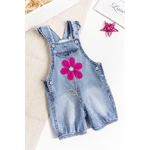 Babymod Papatya Işlemeli Denim Kumaş Kız Bebek Salopet Bebek Tulum