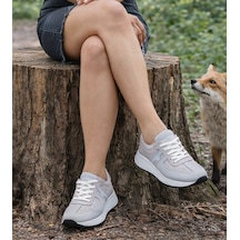 Twoegoist Kadın Hakiki Deri Anatomik Hafif Spor Yürüyüş Ayakkabısı Sneaker Gri