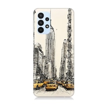 Samsung Galaxy A23 Uyumlu New York Ve Taksiler Desenli Silikon Kılıf