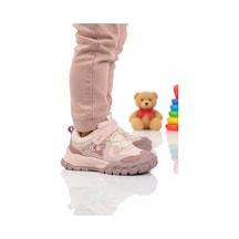 Pudra Cırtlı Hafif Esnek Kaymaz Kız Çocuk Spor Ayakkabı 22678 P Pudra