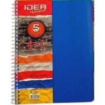 İdea Plastik Kapak 17x24 Cm 150 Yaprak 4+1 Bölmeli Spiralli Defter