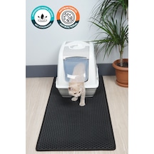 50x110 Cm Hücreli Kedi Kumu Paspası Kedi Matı Kedi Tuvalet Önü Paspası Siyah