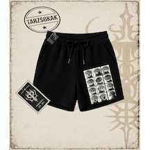 Tarzsokak Gotik & Grunge Streetwear Cat Retro 3 Unisex Şort Siyah
