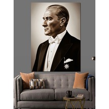 Ahşap Tablo Atatürk Smokinli Profil Portresi
