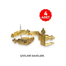 Dekoratif Kutu Kenarı 4 Adet Kutu Sandık Aksesuar Sarı Sarı