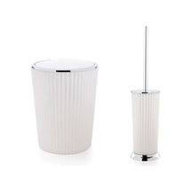 Primanova Nely Çöp Kovası & Tuvalet Fırça Seti Beyaz