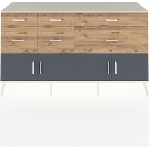 Hyperion Konsol Tek Raflı 6 Çekmeceli 4 Kapaklı 176x44x99 Aytaşı- Aytaşı-antrasit/çam