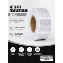 Bal Petekli Reflektif Bant Beyaz 50mm X 50m Kendinden Yapışkanlı Reflektör Şerit Uyarı Bandı