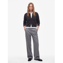Koton Regular Fit Bisiklet Yaka Uzun Kollu Düğmeli Crop Triko Hırka Gri Melanj 7wal90035ht