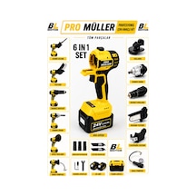 Pro Müller Bl Motor 6 Kafalı Süper Set Darbeli Matkap Testere Tilki Kuyruğu Taşlama Somun Sökme Havalı Pompa