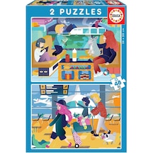 Educa Ahşap Puzzle 2X48 Havaalanı Ve Tren 18604