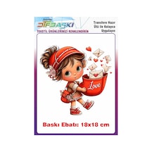 Sevimli Kız Çocuğu Ütü İle Yapışan Tişört Tekstil Baskı 3044