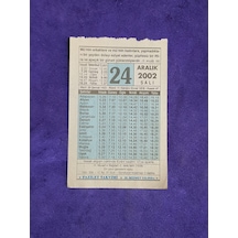 24 Aralık 2002 Takvim Yaprağı - Nostalji Koleksiyonluk Takvim Yaprağı