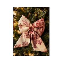 Mini Boy Bordo Desenli Kumaş Fiyonk Yılbaşı Çam Ağacı Süsü Dekoratif Kurdele Noel Ve Yeni Yıl Süsü 16 Cm Beyaz - Bordo - 918584831