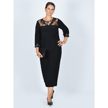 Nidya Moda Büyük Beden V Bant Elbise-4025S Çok Renkli
