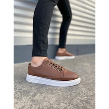 Jy0535 Prime Bağcıklı Cilt Erkek Günlük Sneaker Ayakkabı Cbt - Taba Taba