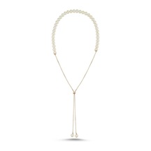 8,5 Mm Asansör Zincirli Doğal İnci Kolye Rose