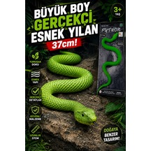 Büyük Boy Gerçekçi Esnek Yılan 37 Cm Yumuşak Dokulu Yeşil Tpr Oyuncak Python