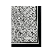 Vakko Twill İpek Şal - Helezon Monogram - Beyaz Siyah