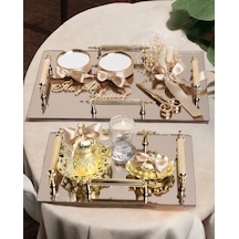 Reverence Gold 4 Kulplu Söz Tepsisi Ve Damat Kahve Fincanı Gold Gold