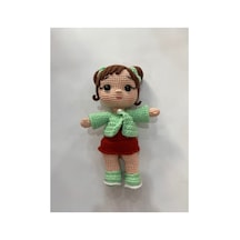 Afra Amigurumi El Örgüsü Bebek 20 Cm Tığ İşi Şirin Kıyafetli Hediyelik Oyuncak Bebek Nane-kiremit