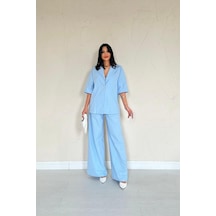 Dogutrend Mavi Önü Tek Düğmeli Ceket Pantolon Takım