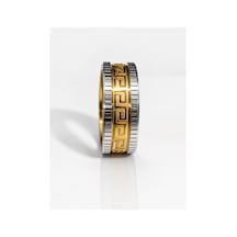 Unisex Çelik Desenli Alyans Yüzük Altın - 918201590 Altın